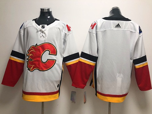 Adidas Flames Blank White Road Authentic Stitched NHL Jersey